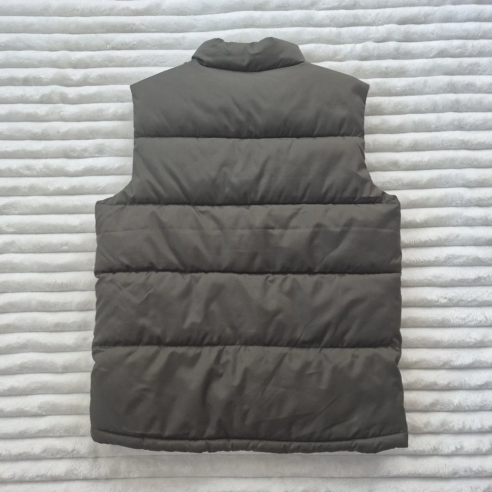 Old Navy Girls Puffer Vest Dark Olive Green Zip Quilted Sleeveless Size L 10-12